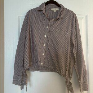 LOFT Striped Cropped Blouse with side ties